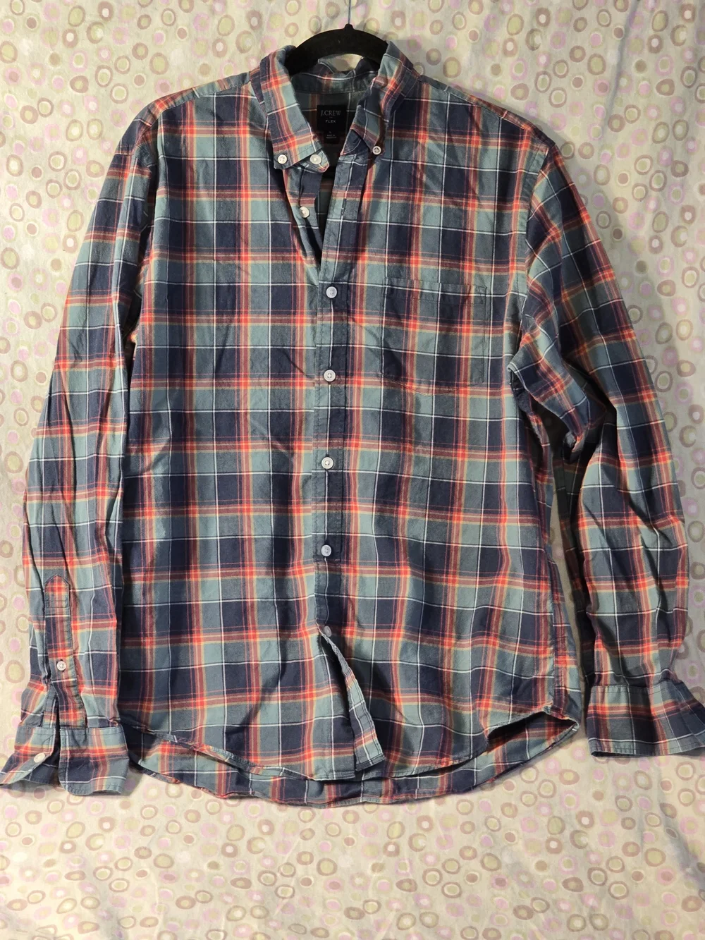 J. Crew Men’s Navy and Red Plaid Button-Down Shirt